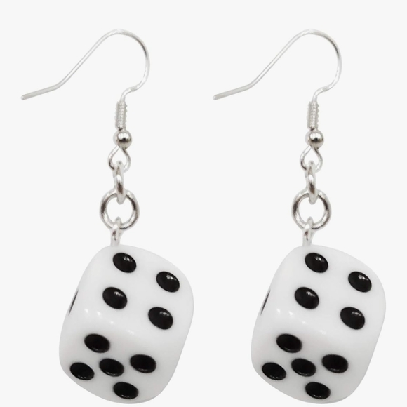 Jewelry - Black‎ and White Dice Drop Earrings New